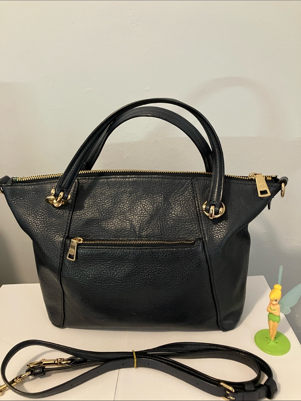 Coach Dark Navy Blue looks like Black satchel handbag and Crossbody if desired. - Picture 2 of 5